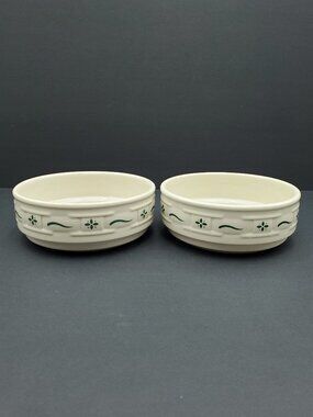 Longaberger Woven Traditions Heritage Green Soup Bowls Stackable Cereal Bowls